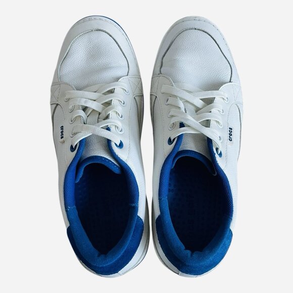 Crocs Hover Lace-Up Sneakers Men's White Blue Leather Spiked Golf Shoes M10 VG - Picture 10 of 12